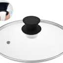 Glass Lid for 11 Inch Cast Iron Skillets Frying Pans, 28cm Tempered Lids for Dutch Ovens, 11In Pan Cover with Stainless Steel Rim for Stock Pots, Heat Resistant Handle, Dishwasher Safe