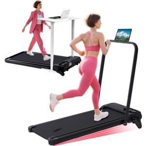 Portable Treadmill with Handles & Adjustable Incline, 3.5HP Compact Walking Pad Treadmill with Handle Bar, 0.6-7.6MPH Electric Small Under Desk Treadmills for Home Small Spaces, 350LBS Walking Pads