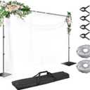 EMART Backdrop Stand, 10x10ft Width Adjustable Photography Background Support Poles with Heavy Duty Flat Base, Photo Metal Steel Pipe and Drape Frame Kit for Parties Birthday Wedding - Black