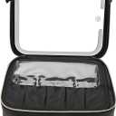 Focket Travel Makeup Bag with LED Mirror, Waterproof Cosmetic Bag with 3 Color Adjustable Brightness USB Vanity Case for Makeup Artists Cosmetic Organizer