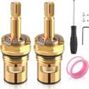 2 Sets Faucet Valves Faucet Cartridge with American Standard 994053-0070a or 994053-0070a/H Bathroom Kitchen Bathtub Faucet Stem Replacement, Brass, 4z-24h Hot and Cold Replacement Stem