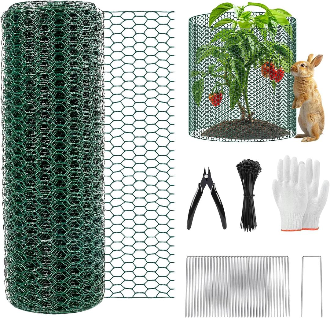 33Ft x 24In Plant Protectors from Animals, Plant Cages for Outdoor Plants | Wire Plant Protector, Thick Metal, Non-deformable, Free-Cut, Cap-less Design, Plant Protection Cage to Keep Animals Out