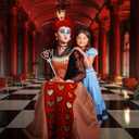 Queen Costume Accessories, Red Heart Queen Costume Set with Crown Headband Wand Choker Necklace Earrings for Women