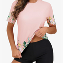 Halcurt Women's Built in Bra Rash Guard UPF 50 Two Piece Swimsuit Shirt and Board Shorts, Size L