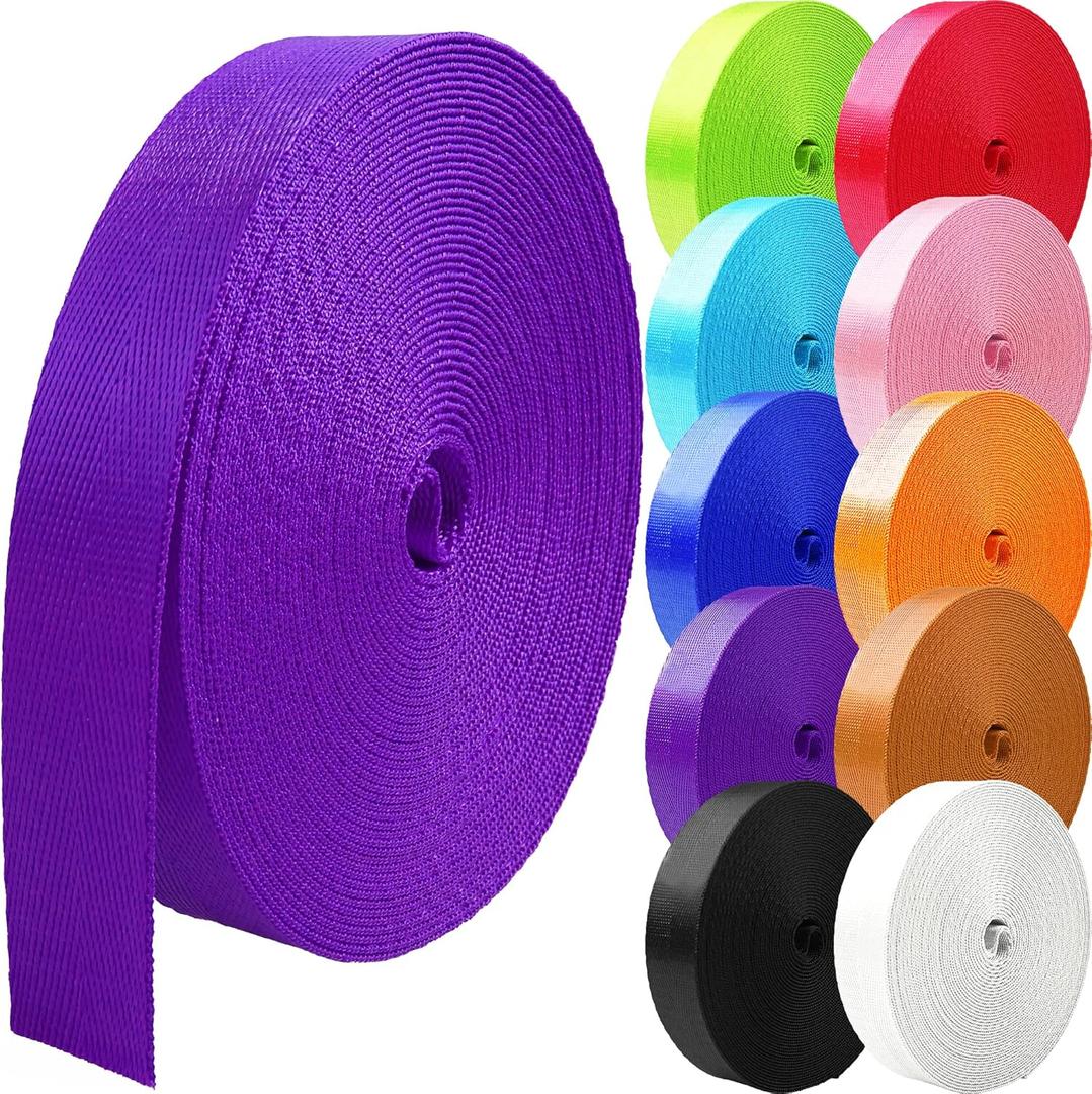 Grosun 10 Yards Nylon Webbing 1 inch 1.5 inch 2 inch Nylon Strap Webbing Straps Backpack Straps Nylon Belt for Indoor or Outdoor Gear, DIY Crafting, Handles, Luggage, Slings (Purple, 1.5 inch)