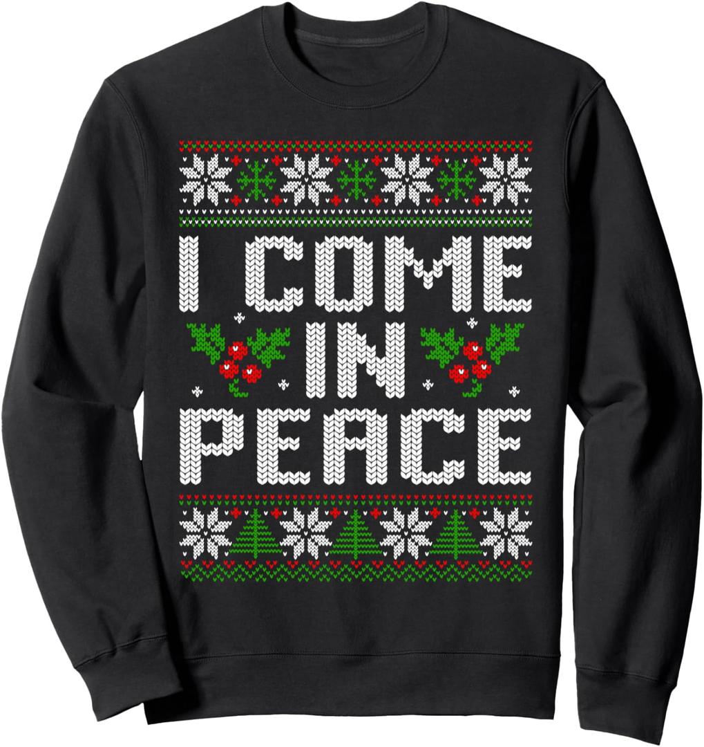 I Come In Peace Couple Matching Ugly Christmas Sweater Sweatshirt S