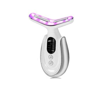 Electric Massager - 7 Color Facial Device + 3 Intensity Levels, Neck & Face Beauty Device with Vibration & Warming (White)