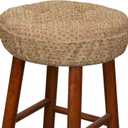 Klear Vu Raindrops The Gripper Non-Slip Tufted Barstool Cushion, Round Barstool Cover for Dining Rooms, Cafes, Bars and Restaurants, 14", 4 Pack, Natural