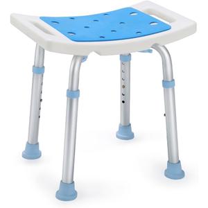 OasisSpace Shower Chair, Adjustable Bath Stool Chair for Inside Shower - Tool Free Anti-Slip Bench Bathtub Stool Seat with Durable Aluminum Legs for Elderly, Senior, Handicap & Disabled