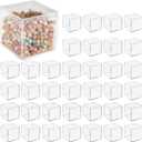 36PCS Mini Clear Acrylic Boxes,Small Clear Boxes with Lids, 2.2 x 2.2 x 2.2 in Plastic Square Cube, Square Display Box, Clear Container Boxes for Candy Pill Earring Jewelry Tiny Beads