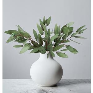 Avoeco  3 Pack Faux Artificial Eucalyptus Stems with Faux Seeds 31'' Tall Fake Plants Leaves Olive Tree Branches Faux Greenery Stems for Bridal Wedding Bouquet Vase Table Centerpiece Decor