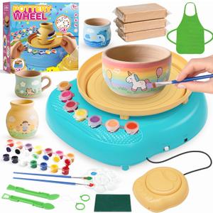 Pottery Wheel for Kids, Arts & Crafts Pottery Painting Toys Kit for Kids Ages 8-12, Art Supplies with 3 Pack Air Dry Clay and Clay Tools, Birthday Easter Gift for Girls Boys 6 7 8 9 10 11 12