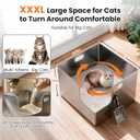 2 Pack XXXL Square Stainless Steel Litter Box with High Sides,XXL Metal Corner Cat Litter Box with Tall Walls for Big&Multiple Cats Maine Coon,One-Piece High Sided,Extra Large,Anti-Leakage,Non Stick