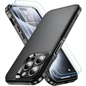 Pack Of 3 AEDILYS for iPhone 15 Pro Case,[18 FT Military Grade Drop Protection],with 2X[9H Screen Protector ] Slim & Tough Full-Body Protective Official Certification Phone case (Black, iPhone 15 Pro)