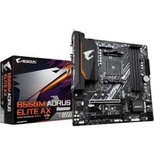 GIGABYTE B550M AORUS Elite AX (rev 1.3) AMD AM4 mATX Motherboard, Supports Ryzen 5000/4000/3000 Processors, DDR4, 5+3 Power Phase, 2X M.2, PCIe 4.0, USB 3.2, WIFI6E, GbE LAN, Q-Flash Plus, RGB Fusion