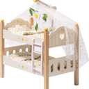 ROBUD Toys Doll Bunk Bed Set - Wooden Play Baby Doll Crib with Ladders and Accessories for 18 Inch Dolls (2 Beds, Fits American Girls)