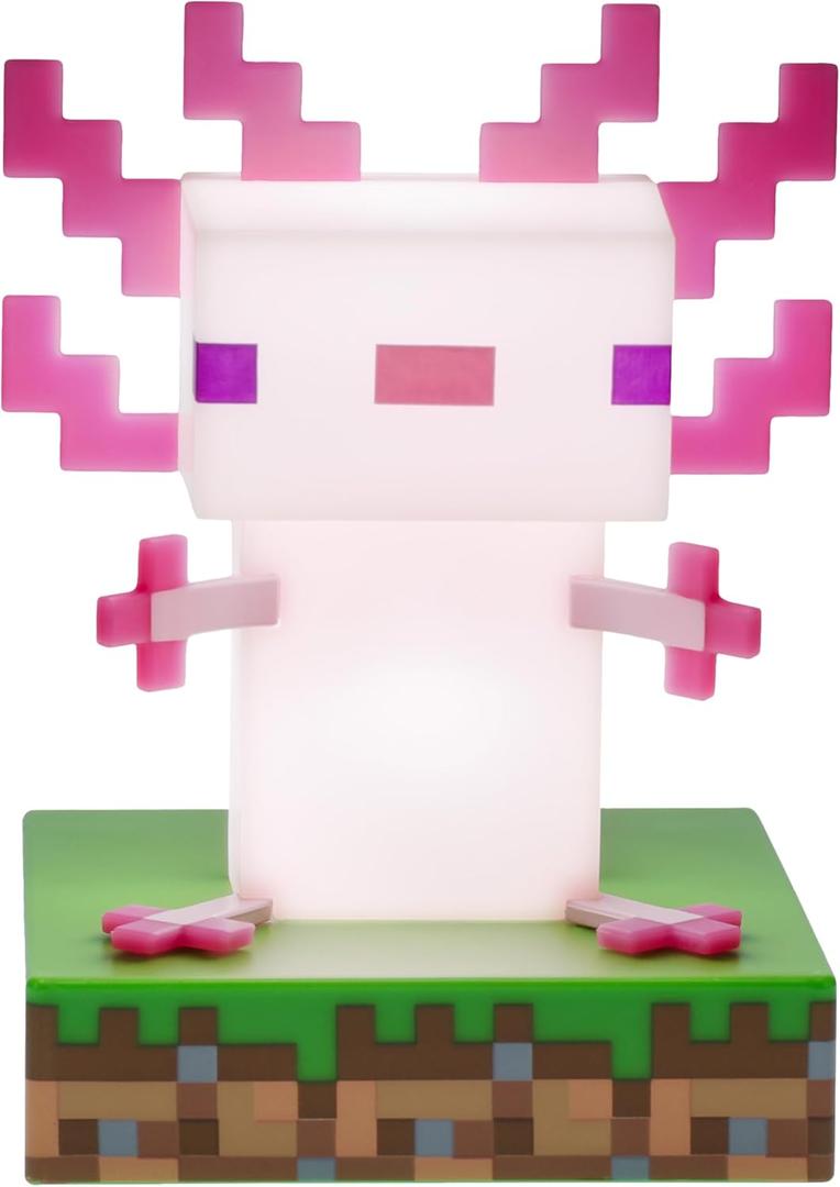 Paladone Minecraft Officially Licensed Axolotl Free Standing Desk Light, Gaming Room Decor and Merchandise for Boys and Girls, Nightlight Gift Accessory for Playroom and Bedroom