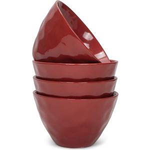 Elanze Designs Dimpled Ceramic 5.5 inch Contemporary Serving Bowls Set of 4, Red Elanze Designs Dimpled Ceramic 5.5 inch Contemporary Serving Bowls Set of 4, Red
