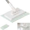 Disposable Dust Mop with 10 Reusable Cloths,Mini Foldable Mop,No-Touch Attach & Remove Cloth Instantly,Small Disposable Dust Mop Set for Multi Surface Cleaning(Kitchen House, Dorm), White