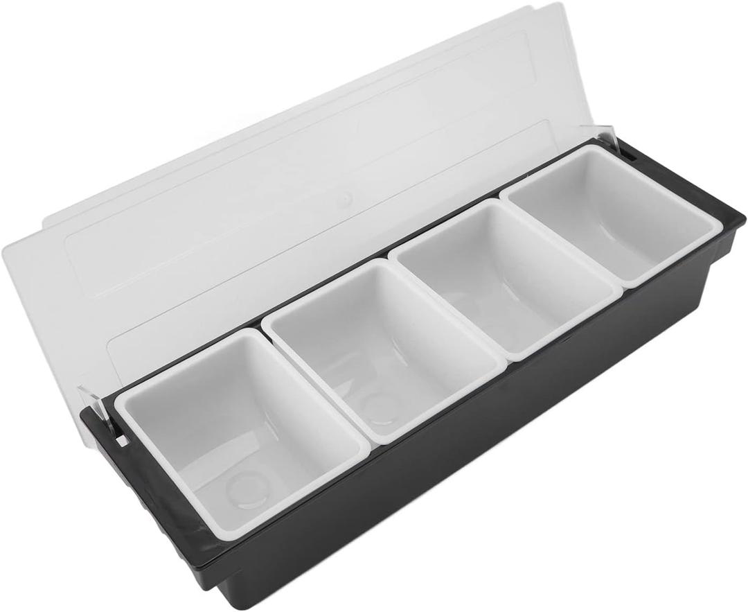 Salad Bar Buffet Station For Home, Black Plastic Transparent Lid Condiment Containers With Lids Fruit Tray with Detachable for Fruits, Vegetables, Sauces, Gravies, Dips