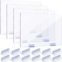 Weysat 12 Pcs Counter Desk Acrylic Panels Holder and 4 Pcs Acrylic Desk Divider Partition for Business, Office, School 24 x 16 Inches, Fasten Panels from (1/8 to 1/4) Inch Thick