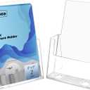 Acrylic Brochure Holder 6 x 9 inch, 2 Pack Flyer Holder Compatible with 4 x 6, 4 x 9, 6 x 8, 8.5 x 5.5 inch, Clear Sign Holder for Store, Office, Real Estate, Menu, Literature Displaying
