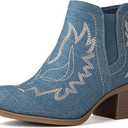 GLOBALWIN Women's Cowgirl boots Western Short Ankle Pull On Comfortable Cowboy Boots For Women Low Heel 11