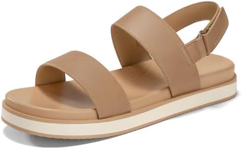 Coutgo Womens Flat Sandals Comfortable Arch Support Adjustable Double Strap Lightweight Summer Platform Sandals, Size 8.5