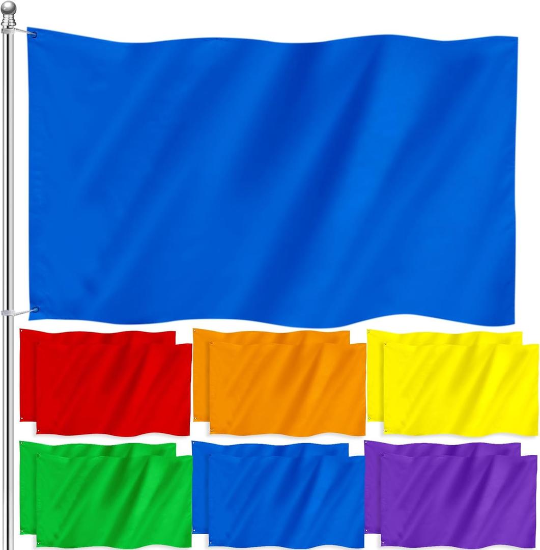 Boao 12 Pcs 3x5 Foot Solid Color Flag Plain Color Blank Flags DIY Banner Polyester Double Stitched Blank Banner with Grommets for DIY Garden Backyard Playground Decoration (Multicolor)