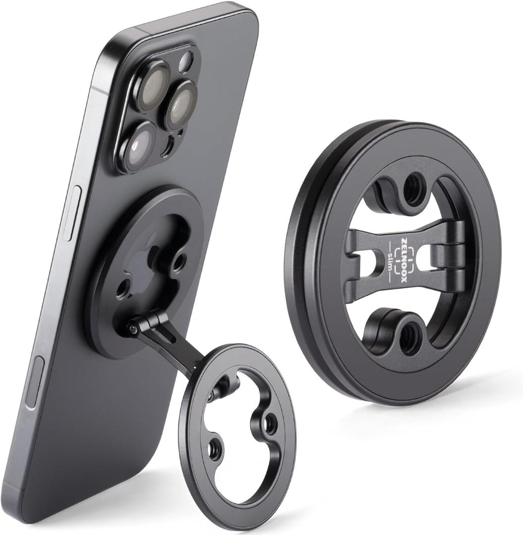 Dual Ring Magnetic Phone Holder Ultra-Compact, Foldable, and Durable Aluminum Alloy Phone Stand for iPhone 12 13 14 15 16 (Compatible with MagSafe Cases)