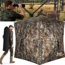 TLC Sport Hunting Blind with Carrying Bag, 270/360 Degree See Through Ground Blind, Pop Up Hunting Blind Portable Concealed Camouflage Tent for 2/3/4 Person, Camouflage