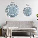 1st owned Wall Clocks for Living Room Decor,24" Vintage,Round Silent Non Ticking,Black Metal,Modern Wood Clocks for Home Bedroom,Kitchen,Garden,Office,Cafe,Modern Wall Decoration -Roman Numerals (Blue)