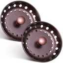 Retisee 2 Pcs Kitchen Sink Stopper Strainer Stainless Steel Drain Strainers for Universal 3-1/2 Inch Kitchen Sink Drain Replacement(Oil Rubbed Bronze)