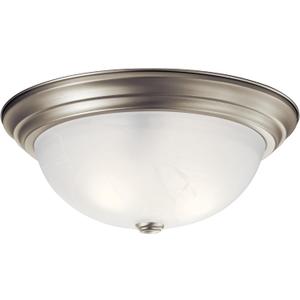 Kichler 15.25" Flush Mount Ceiling Light in Brushed Nickel, 3-Light Fixture with Clear Satin Etched Glass, Brushed Nickel, (15.25" x 6"), 8110NI