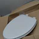 Mayfair Linden Slow Close Toilet Seat, Non Slip Heavy Duty Wood, Easy Install, Elongated, White