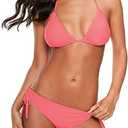 American Trends Women's String Two Piece Halter Top Triangle Bikini Set with Tie Side Bottom Sexy Swimsuit Bathing Suits, Small