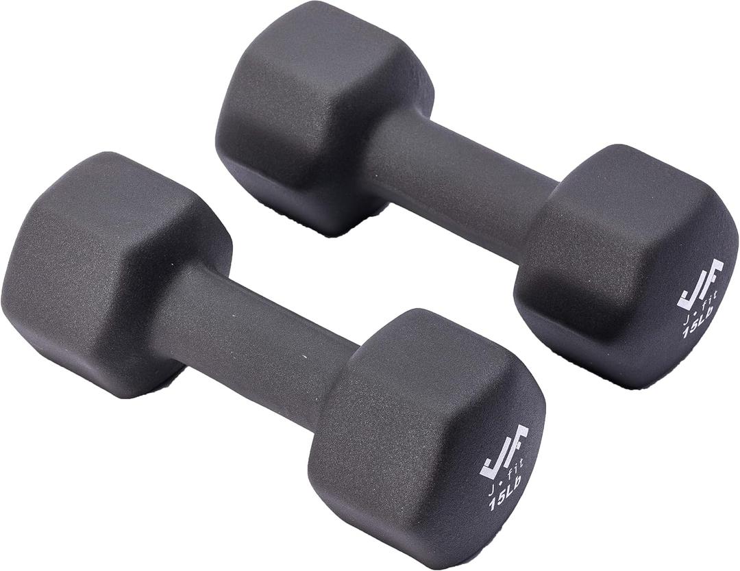 JFIT Dumbbell Pairs or Sets Neoprene & Vinyl Coated Hand Weights for Home Gym, Strength Training, Aerobics, Cardio Exercise and Fitness