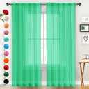 SpaceDresser Basic Rod Pocket Sheer Voile Window Curtain Panels Grass Green 1 Pair 2 Panels 52 Width 84 Inch Long for Kitchen Bedroom Children Living Room YardGrass Green, 52W x 84L