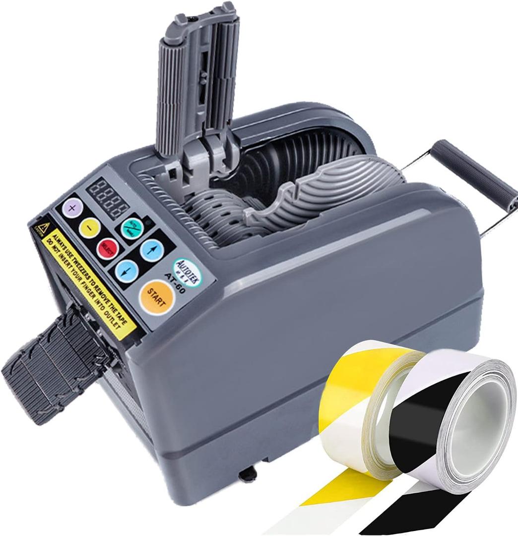 Automatic Tape Dispenser, Tape Cutting Machine Electric Tape Cutter with Auto & Manual Modes 6 Preset Length,5-999mm Cutting Length,6-60mm Tape Width for Office Warehouse Package Packing