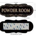 Powder Room Sign, Premium Durable Frosted Acrylic Material, Super Strong Self-Adhesive, Quick Installation, Suitable For Home, Office And Commercial Bathroom (9 * 3.5 Inches, Black/Gold)