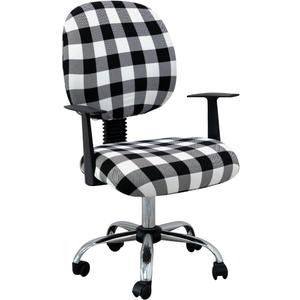 Black White Plaid Office Chair Slipcovers Christmas Stretch Office Chair Slipcovers Protector Spandex Washable Chair Cover Decorative Fabric Cover