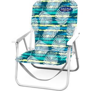 Cabana Beach Folding Beach Chair, 1 Position Lightweight and Portable Foldable Outdoor Camping Accessories with Carry Strap, Palm Multi Stripe