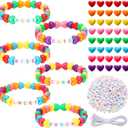 Highergo 1200 Pcs Valentine Day Bracelet Heart Beads Making Kit Letter Beads DIY with 944 Inch Elastic Cord Sweet Heart Charms for Valentine Day Bracelet Necklace Making DIY Crafts (Colors)