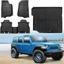 Custom for 2018-2025 2026 Jeep Wrangler JL 4 Door Floor Mats and Cargo Liner All Weather TPE Rubber Protection Mat (for 18-26 JL 4 Door Floor Mats+Cargo Liner)