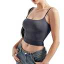 SUUKSESS Women Sexy Square Neck Tank Top Summer Y2K Going Out Basic Cami Shirt, L