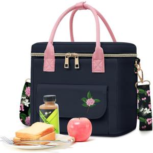 Lunch Box for Girls Women - Insulated Leakproof Waterproof Lunch Bag Cooler with Multi Pockets Removable Strap for Work Picnic - Back to School Christmas Birthday Gifts (8L-Deep Blue)