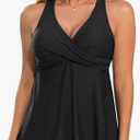 Tempt Me Women Tankini Top Only Flowy Swim Tops V Neck Bathing Suit Top M Black