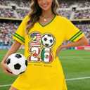 Soccer Cup 2026 Shirt Dress Women Soccer Season Dresses Game Day V-Neck Tshirt Dress Casual Short Sleeve Tops