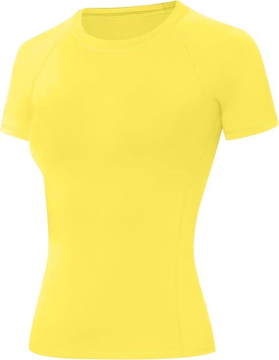 Runhit Compression Shirt Women Short Sleeve Workout Tops Athletic Gym Moisture Wicking T-Shirt Running Yoga Base Layer, Small