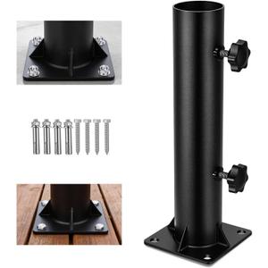 Lalafancy Patio Umbrella Stand Base, 4" Square Reinforced Heavy Duty Outdoor Deck Umbrella Mount Holder, Fits 1/4"-1 9/10" Diameter Poles in Porch Poolside, Black